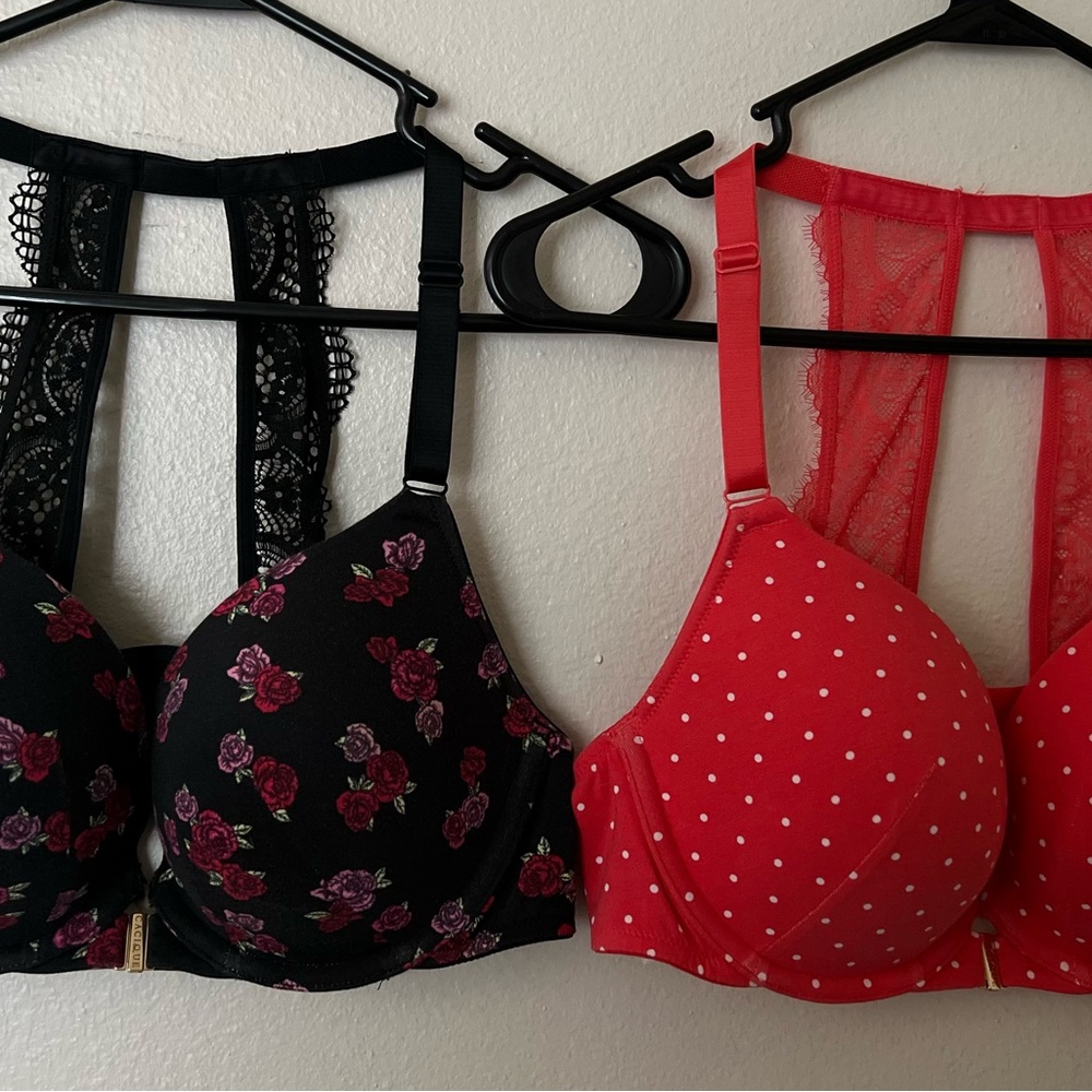Elegant Floral and Polka Dot Bra Set